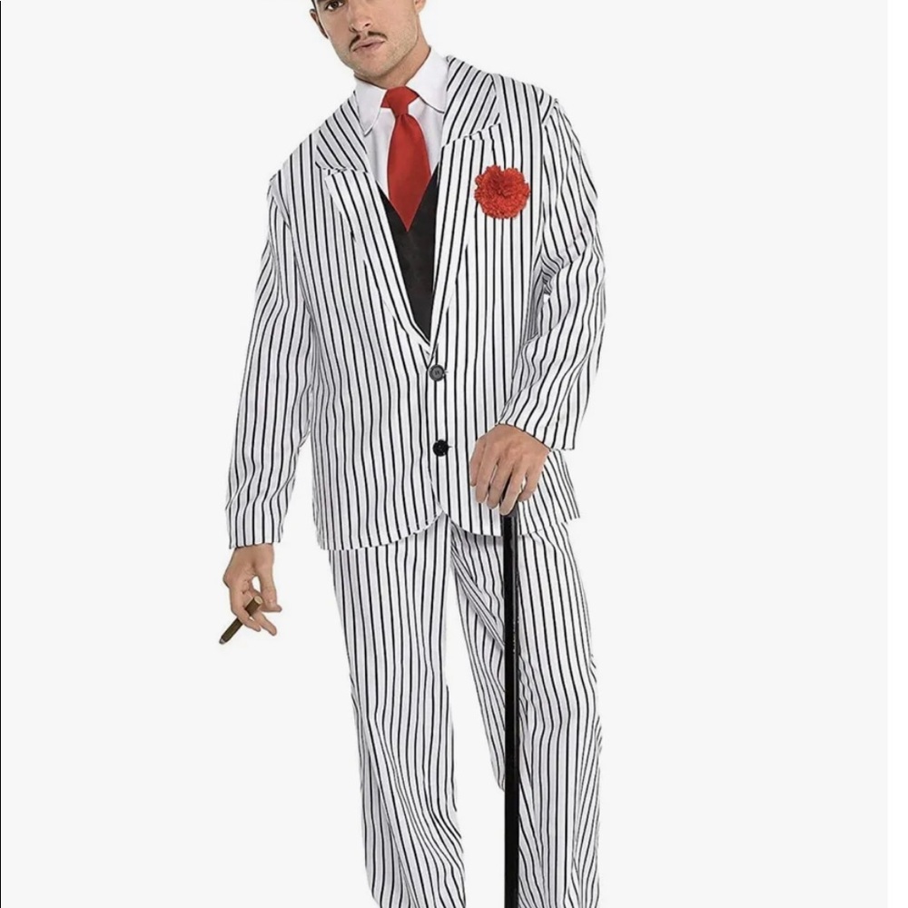 Big Gangsta Costume 5 Piece Halloween Fancy Dress Standard Adult up To Sz 42 New